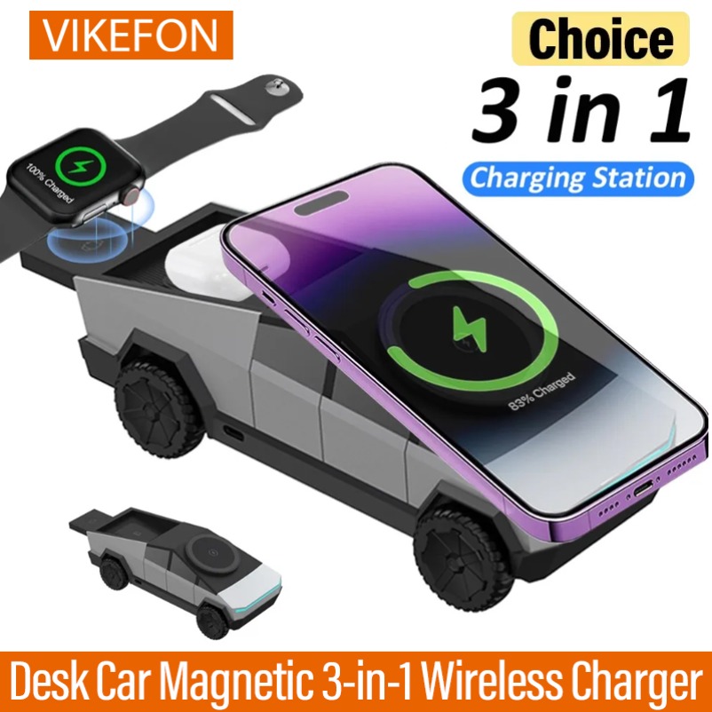 Magnetic Charging Stand - VIKEFON Desk Car Magnetic 3-in-1 Wireless
