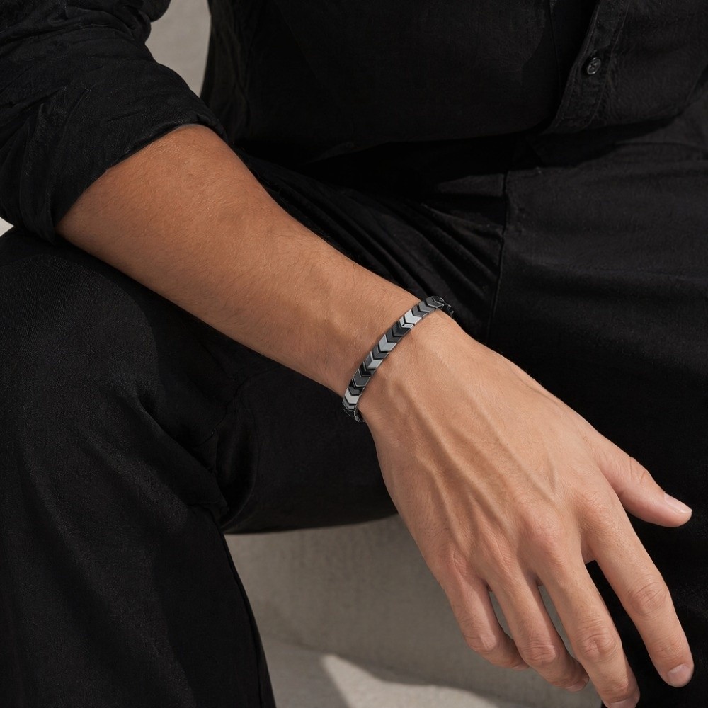 Elegant Black Gallstone Bracel - Ceramic Link Bracelet avis et prix