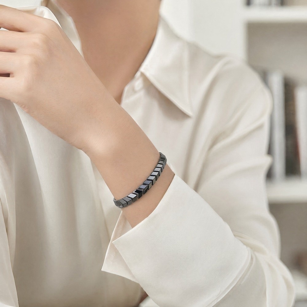 Elegant Black Gallstone Bracel - Ceramic Link Bracelet avis et prix