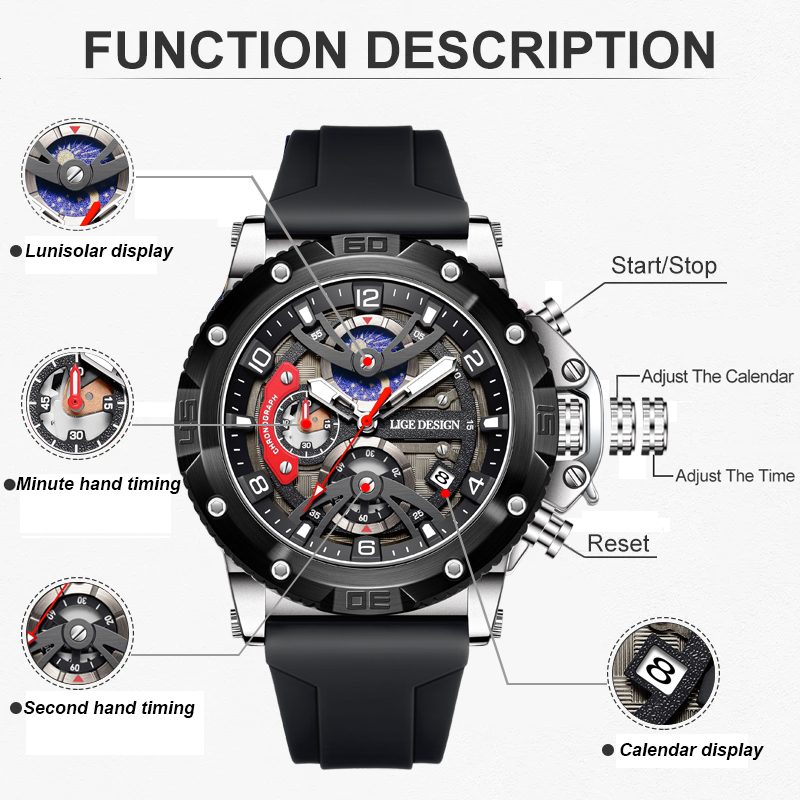 LIGE Top Brand Luxury Men Watc - Smartwatch Nexus avis et prix