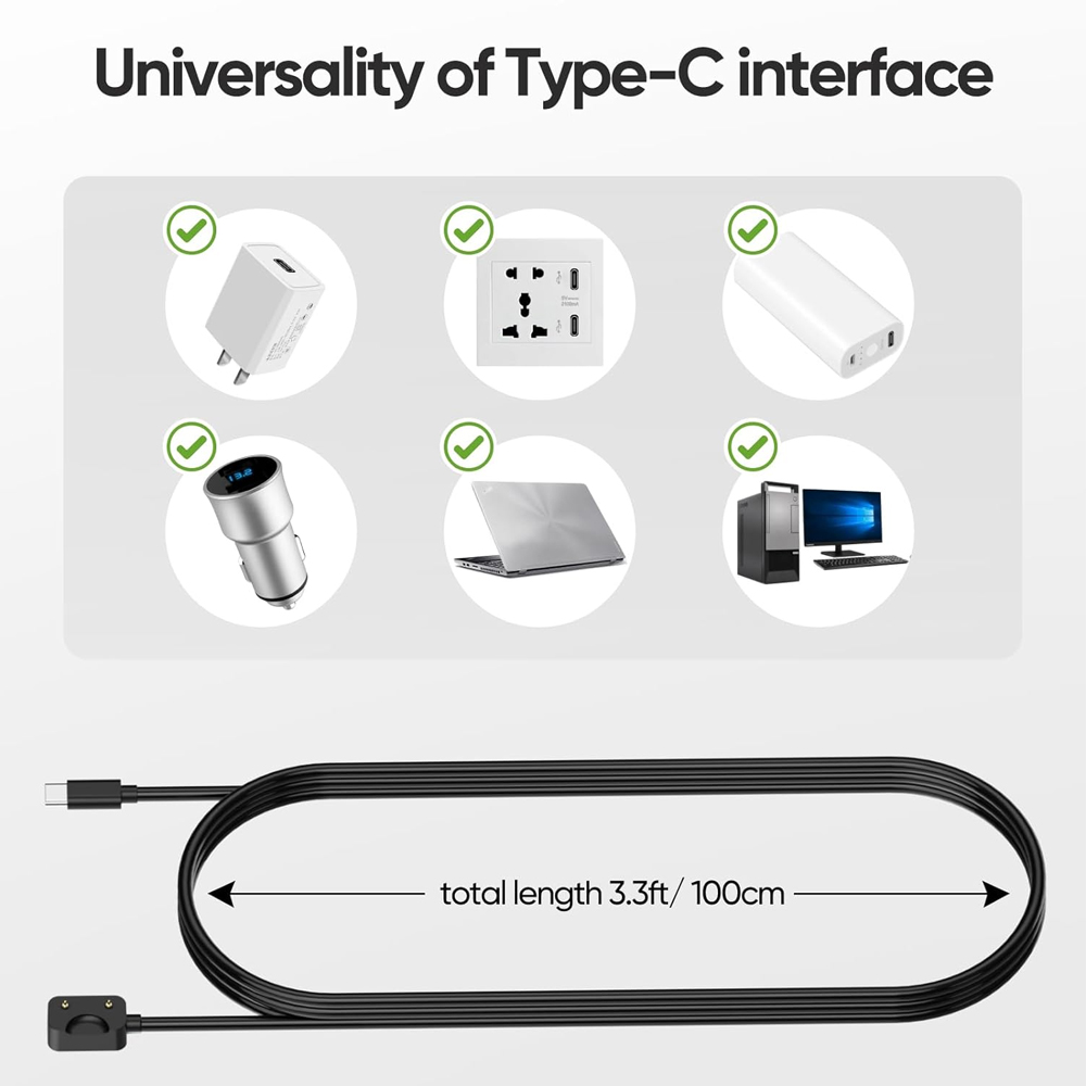 Black USB-C Charging Cord for  - Best Smartwatch Accessories avis et prix