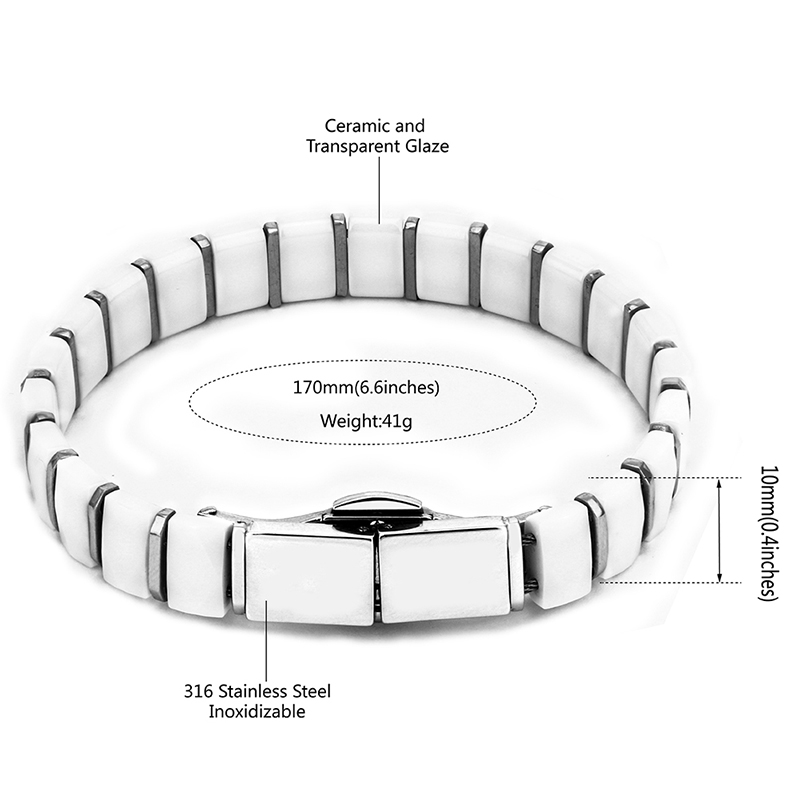 White Black Men Health Bracele - Ceramic Link Bracelet avis et prix