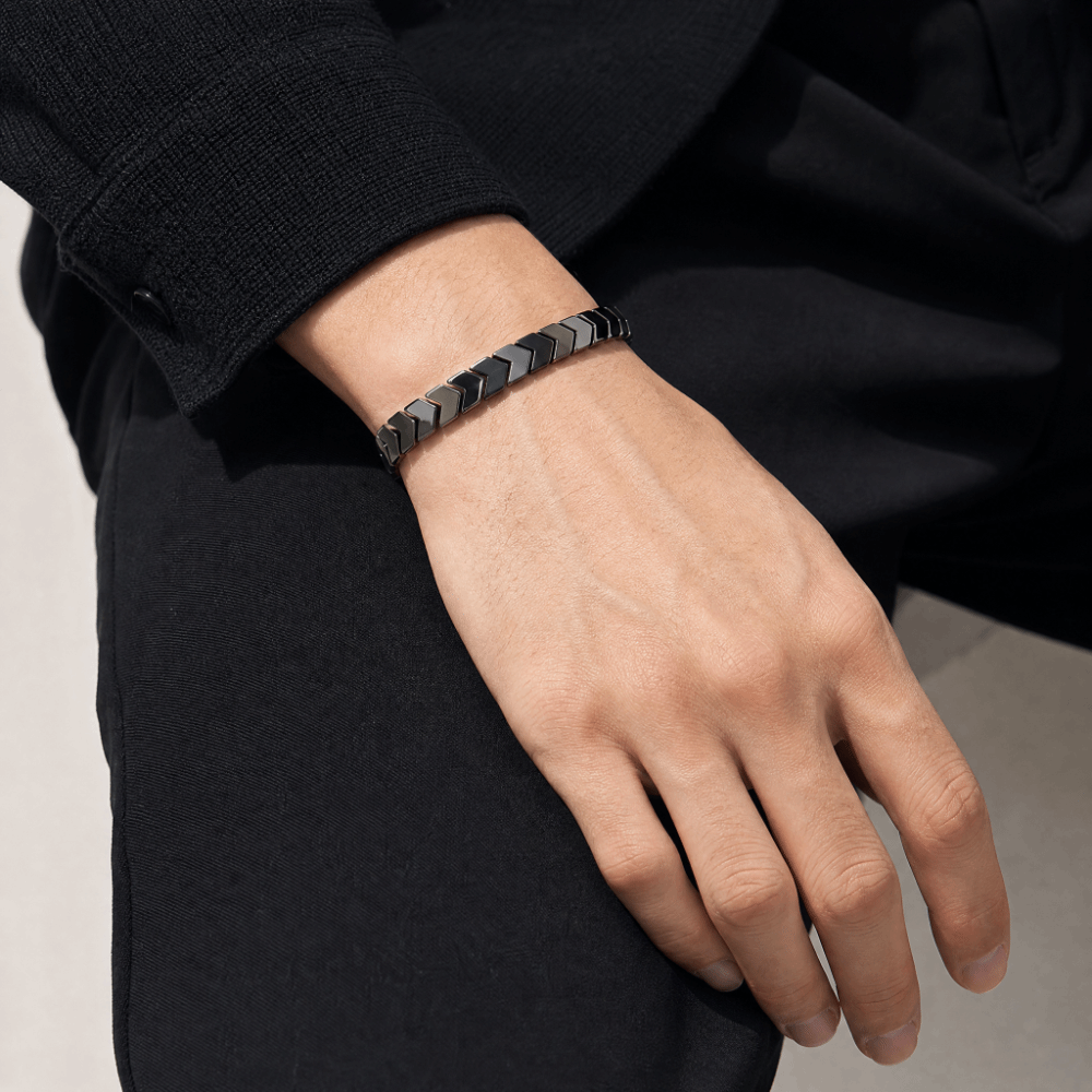 Elegant Black Gallstone Bracel - Ceramic Link Bracelet avis et prix