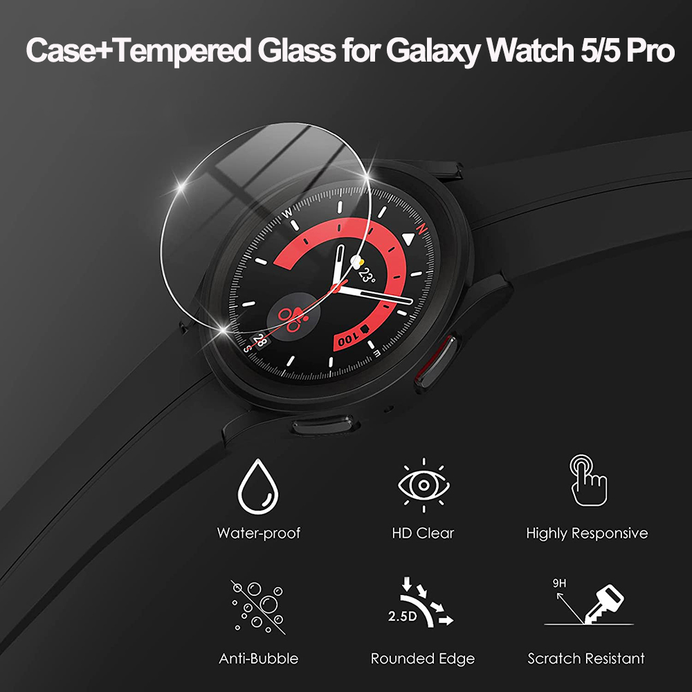 Cover+Tempered Glass for Samsu - Accessories For Galaxy Watch 5 avis et prix