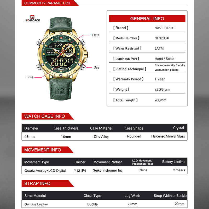 NAVIFORCE Luxury Men Quartz Wa - Smartwatch Guess avis et prix
