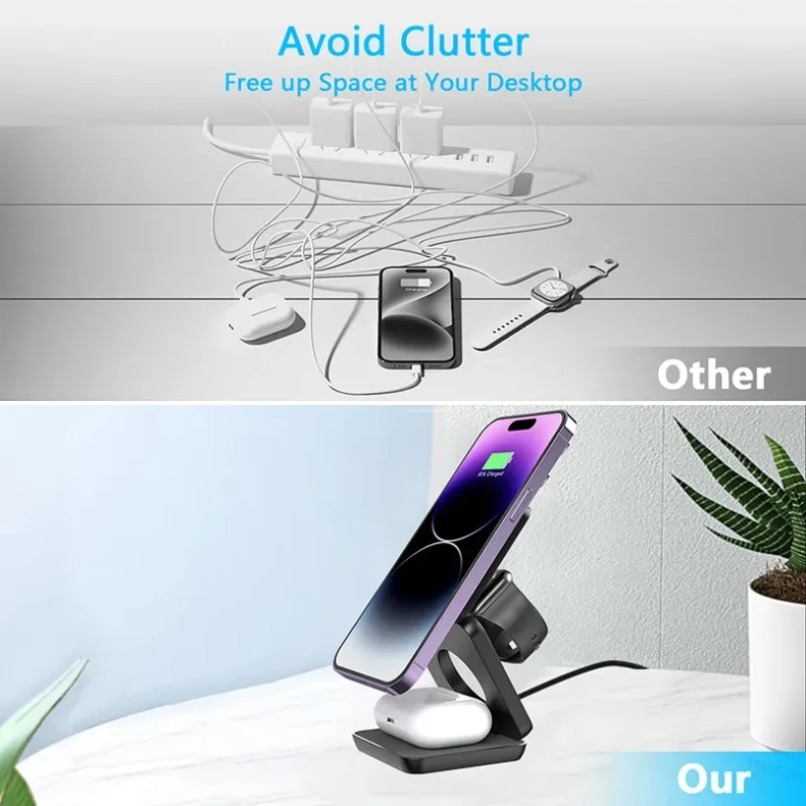 3 in 1 Foldable Magnetic Wirel - Wireless Charger Watch avis et prix