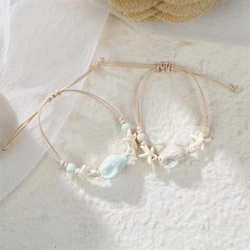 Bohemian Conch Starfish Shells - Ceramic Link Bracelet avis et prix